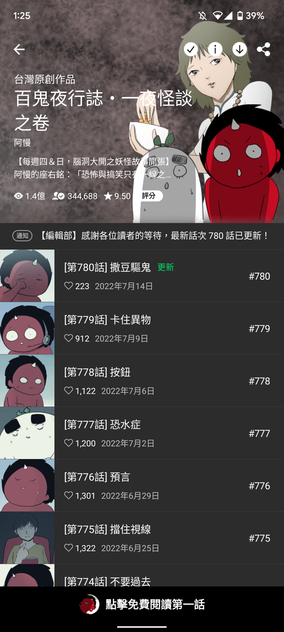 阿慢目前一週在網漫平台連載兩話作品。(翻攝自LINE WEBTOON)
