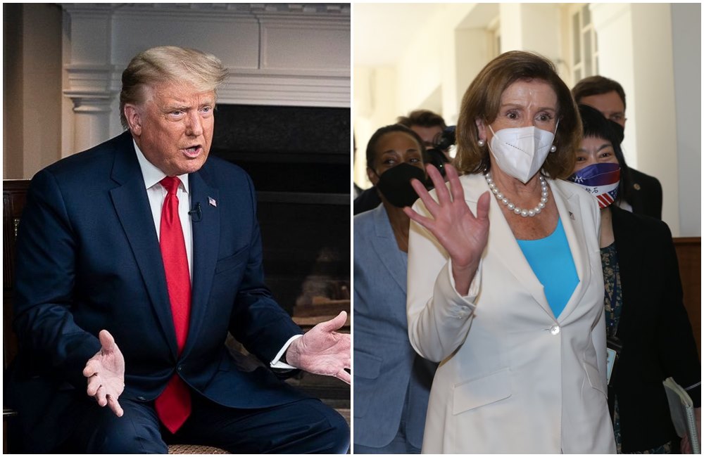 川普（左圖）批評裴洛西（右圖）來台舉動。（翻攝Donald J. Trump臉書、本刊資料照）