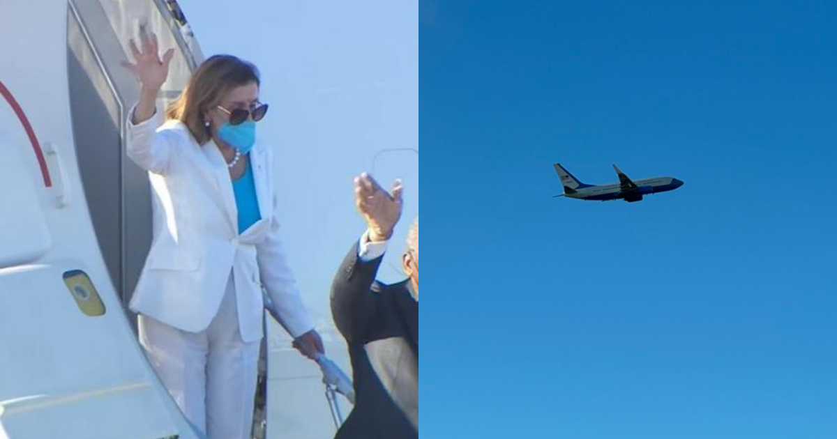 裴洛西在台停留不到24小時旋風離台。（左圖外交部提供）