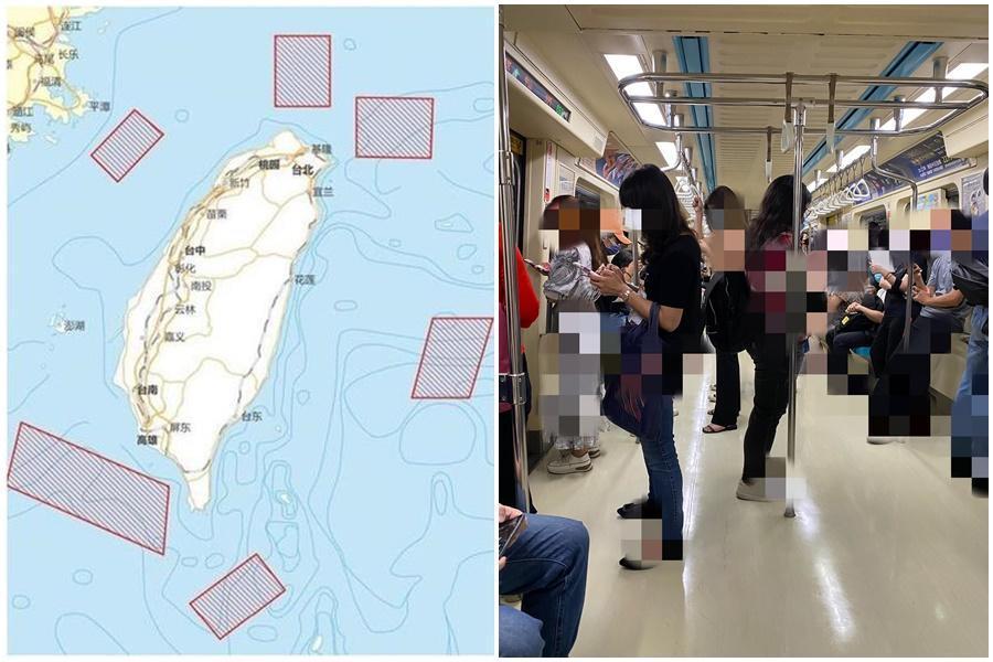 中共即將在台灣周圍進行軍演，羅友志透露在捷運上觀察民眾反應，發現多數國人對於兩岸關係相當無感。（左圖翻攝自YouTube、右圖翻攝自羅友志 友話直說臉書）