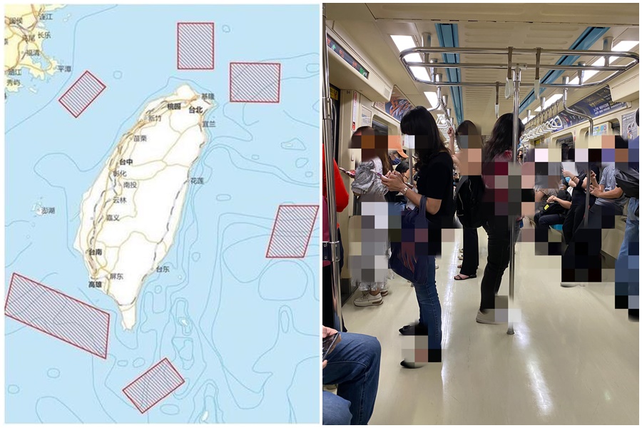 中共即將在台灣周圍進行軍演，羅友志透露在捷運上觀察民眾反應，發現多數國人對於兩岸關係相當無感。（左圖翻攝自YouTube、右圖翻攝自羅友志 友話直說臉書）