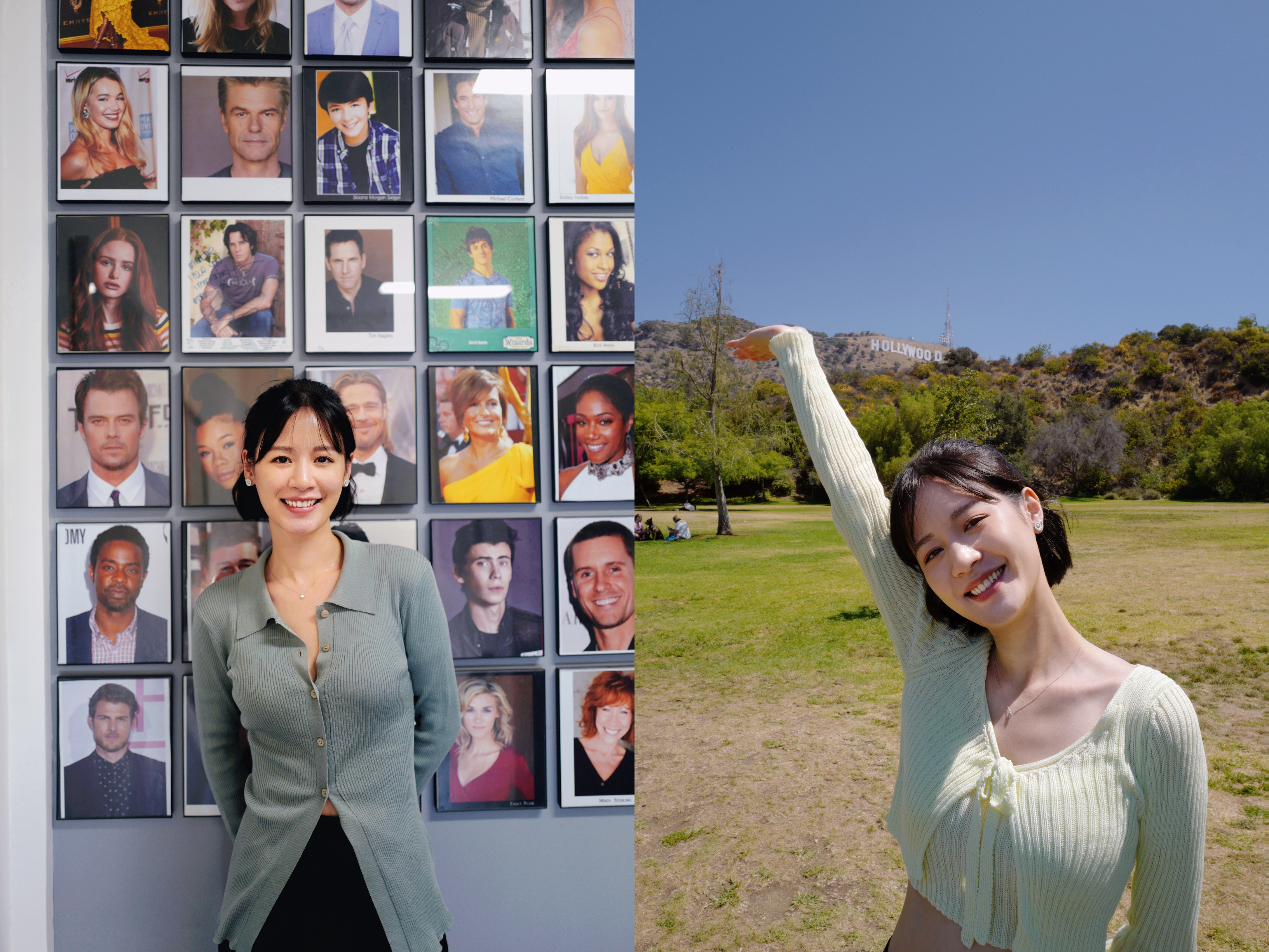 袁子芸美國行除了進修表演課程，也來到好萊塢地標打卡。（祖與占提供）