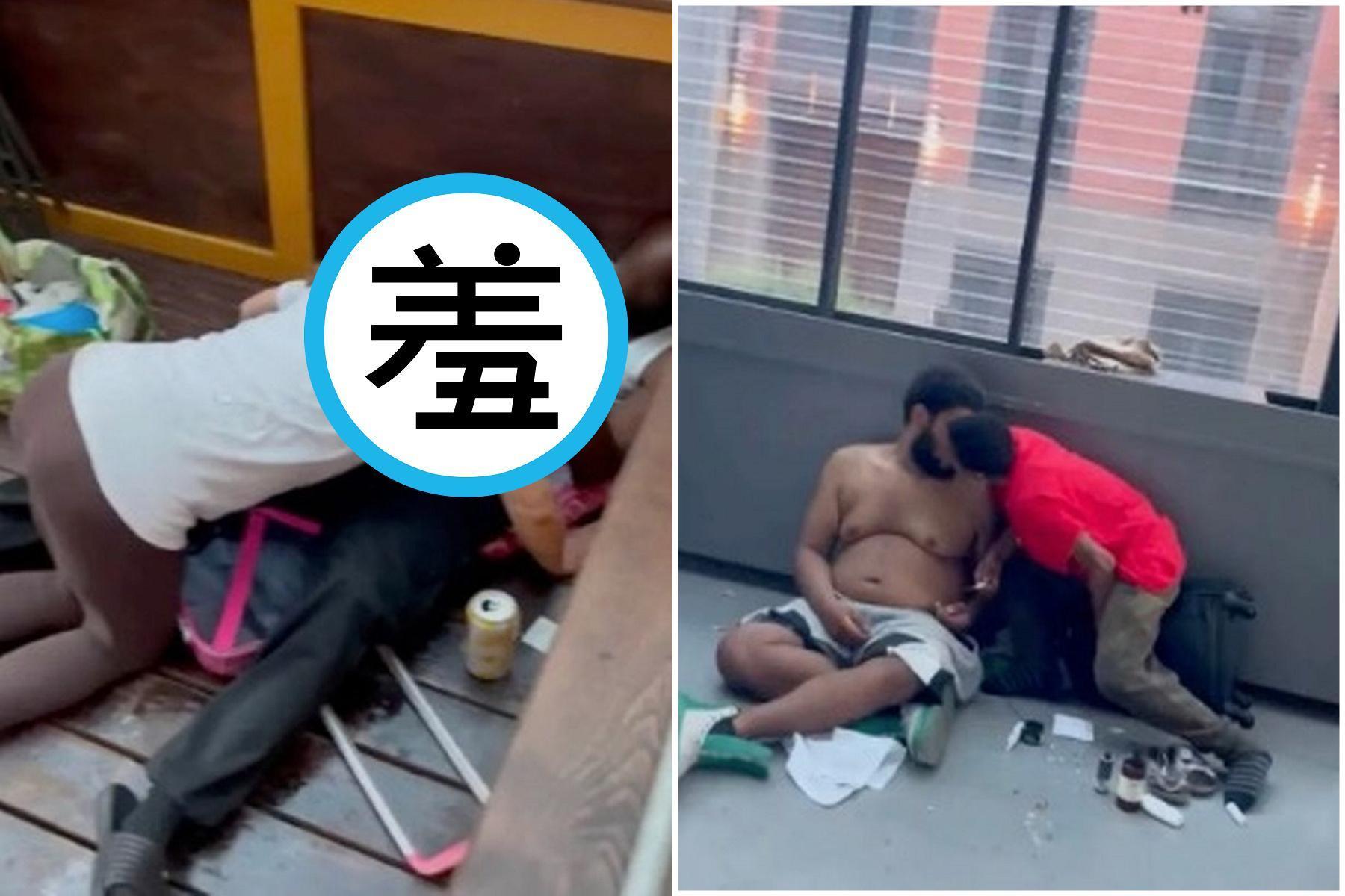 在露天餐廳「吃棒棒冰」，18禁春宮片曝光！鄉民受驚近距離拍攝。（翻自《每日星報》）