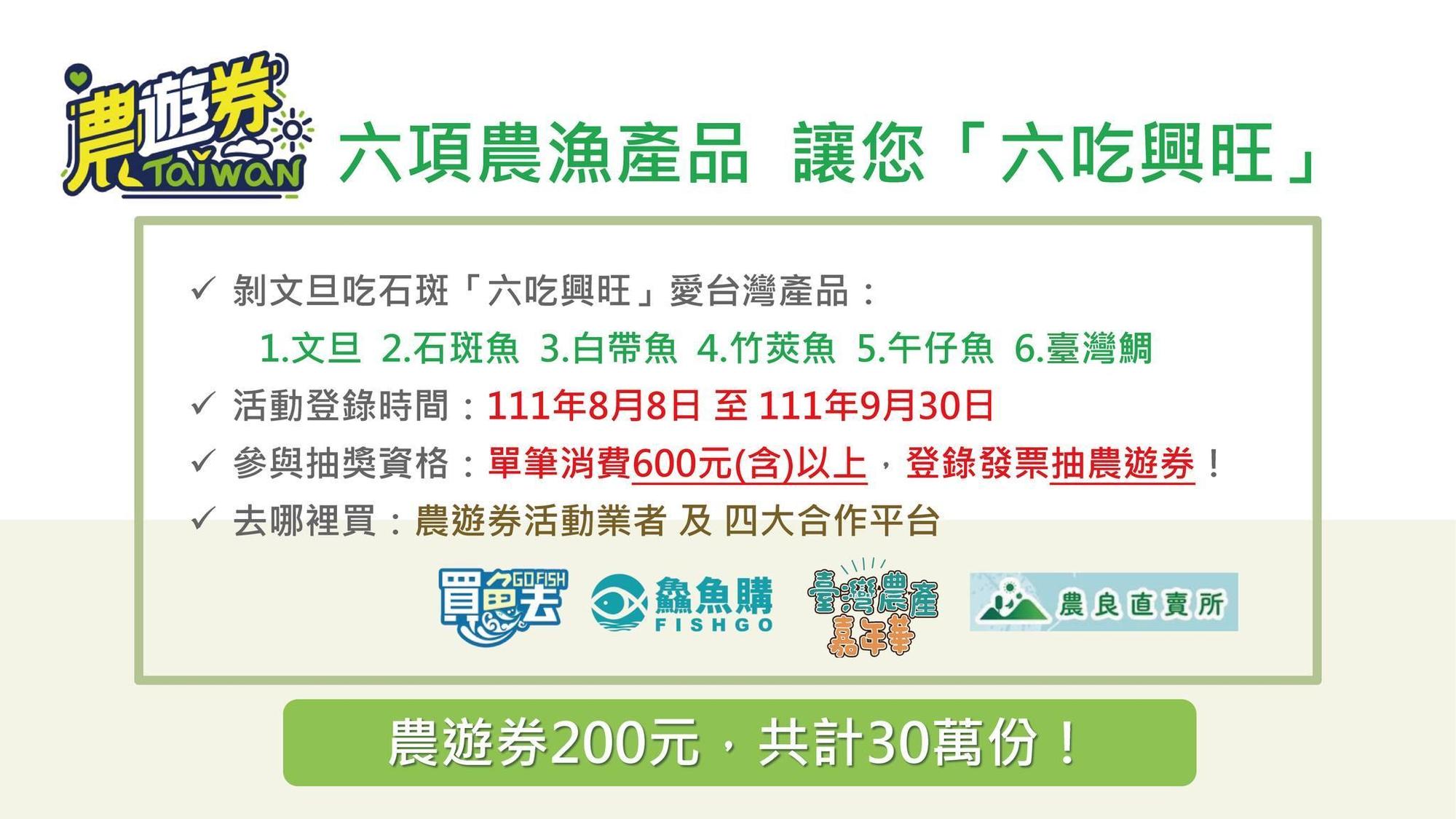 農委會宣布,即日起購買六產品滿一定金額就可參加抽獎。(農委會提供)