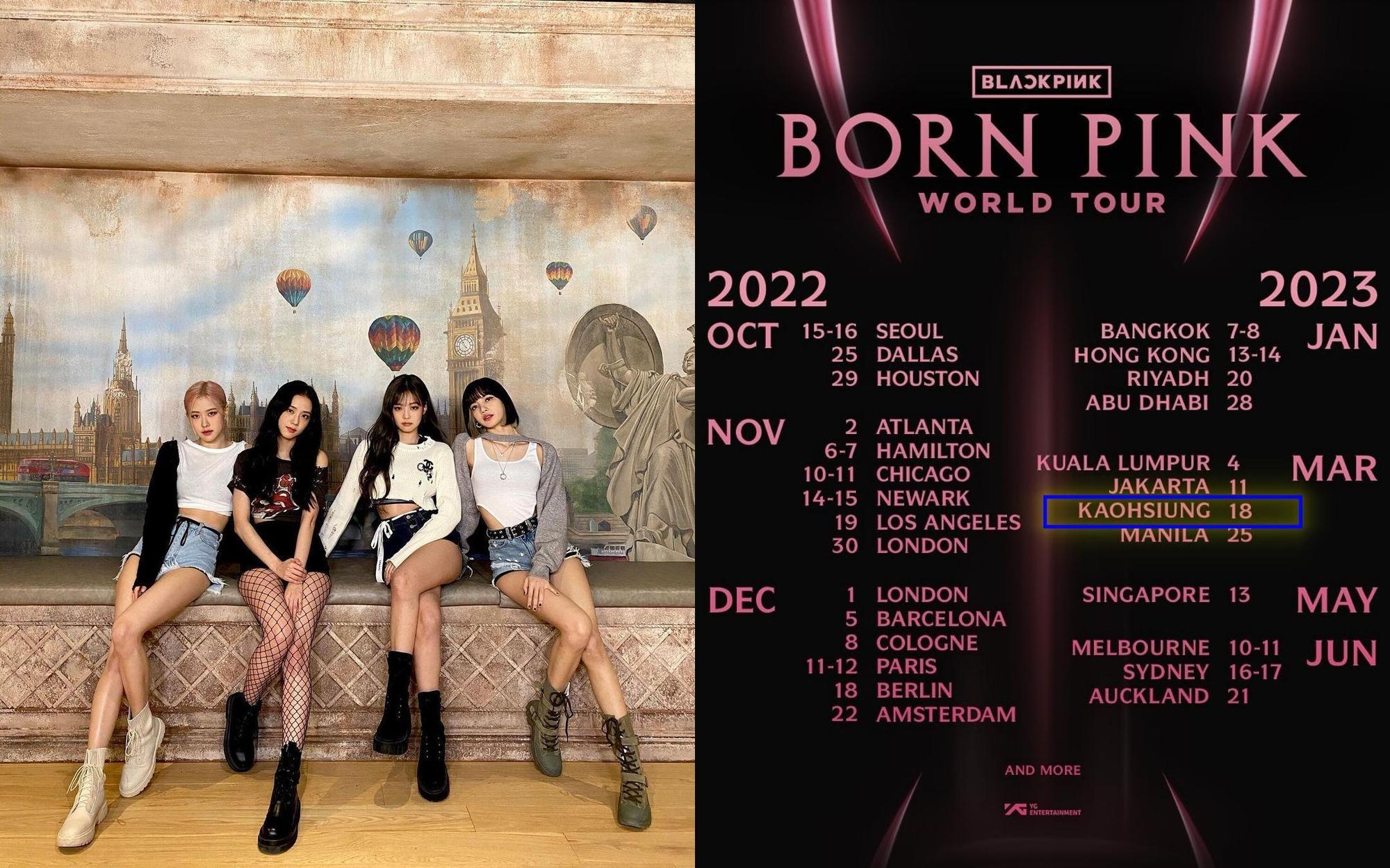 韓國女團BLACKPINK世界巡迴演唱會行程出現「高雄場」。(翻攝BLACKPINK IG)