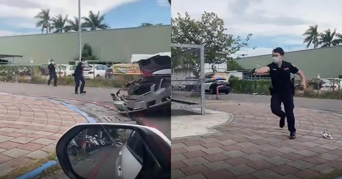 高雄小港一名男子衝撞警車,員警連開8槍仍讓他逃了。(翻攝自記者爆料網)