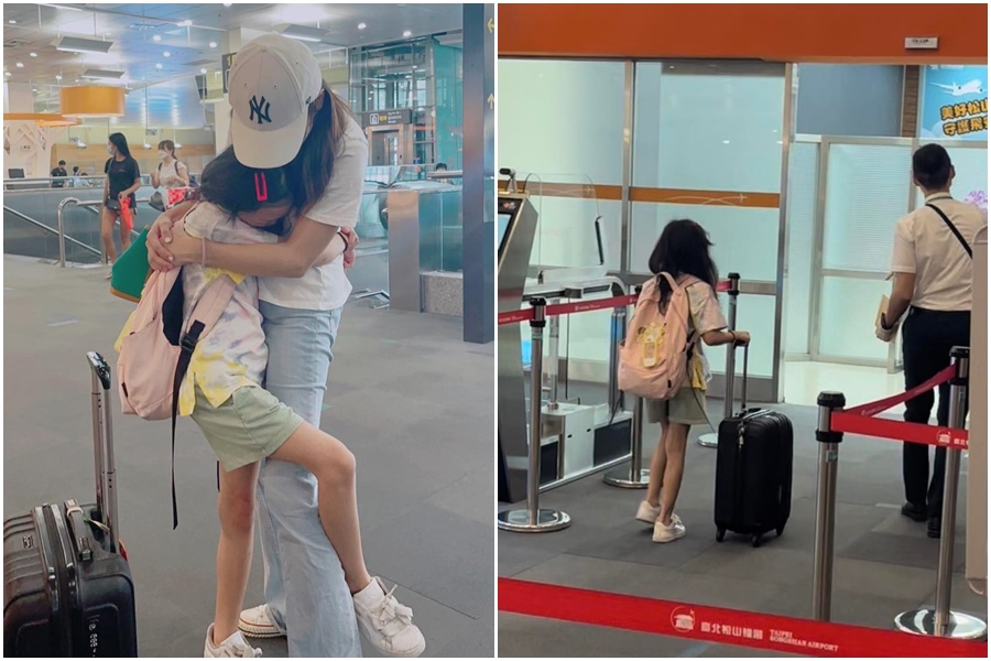 在艾莉絲的鼓勵下，9歲女兒梨梨醬決定嘗試一個人飛去日本。（翻攝自艾莉絲 X IRIS臉書）