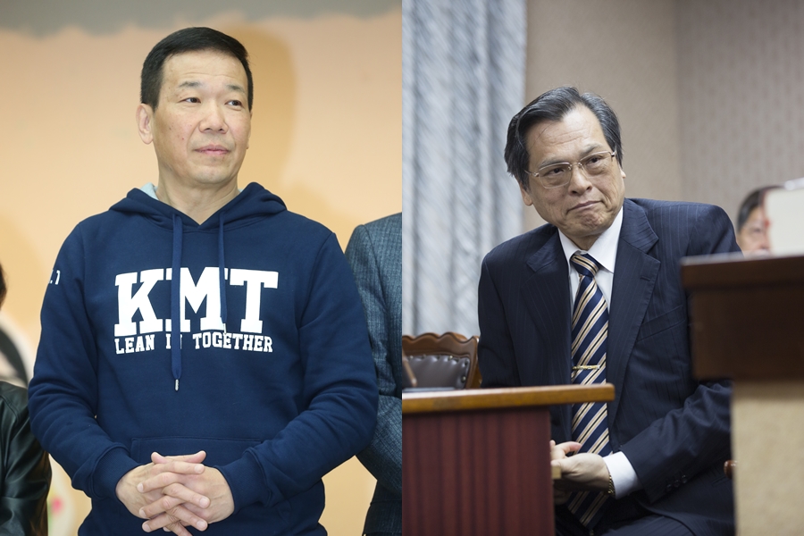 國民黨台北市議員鍾小平（左）今到監察院檢舉林智堅的指導教授陳明通（右）。（本刊資料照）