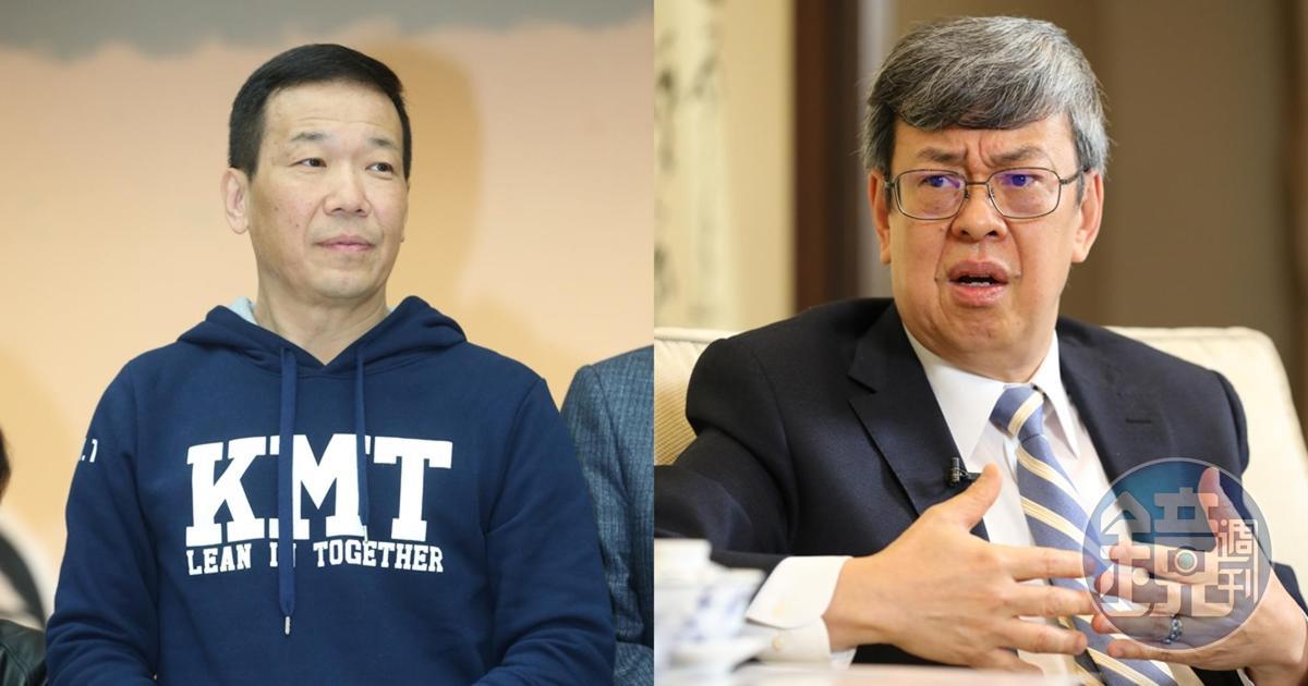 陳建仁(右)發聲力挺林智堅,鍾小平(左)嘆他自甘墮落、一身清譽毀於一旦。(本刊資料照)