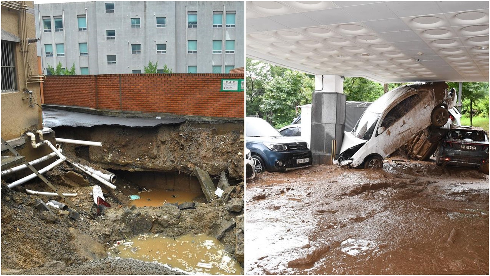 南韓8日晚間降下創紀錄的致災性暴雨重創首都圈，截至上午已累計9死、7失蹤。（翻攝自首爾市長吳世勳Instagram）