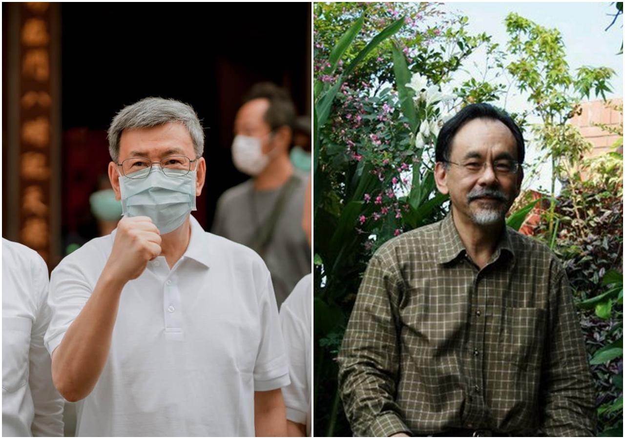 林濁水（右）今於臉書po文提到，陳建仁（左）衝出來當急先鋒挺林智堅，「不稍等中華大學的審議出來嗎？才幾天而已，不會急過了頭？」（翻攝自陳建仁／林濁水臉書）