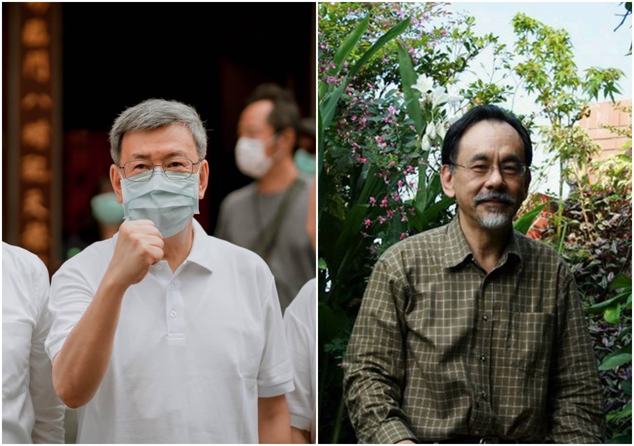 林濁水（右）今於臉書po文提到，陳建仁（左）衝出來當急先鋒挺林智堅，「不稍等中華大學的審議出來嗎？才幾天而已，不會急過了頭？」（翻攝自陳建仁／林濁水臉書）