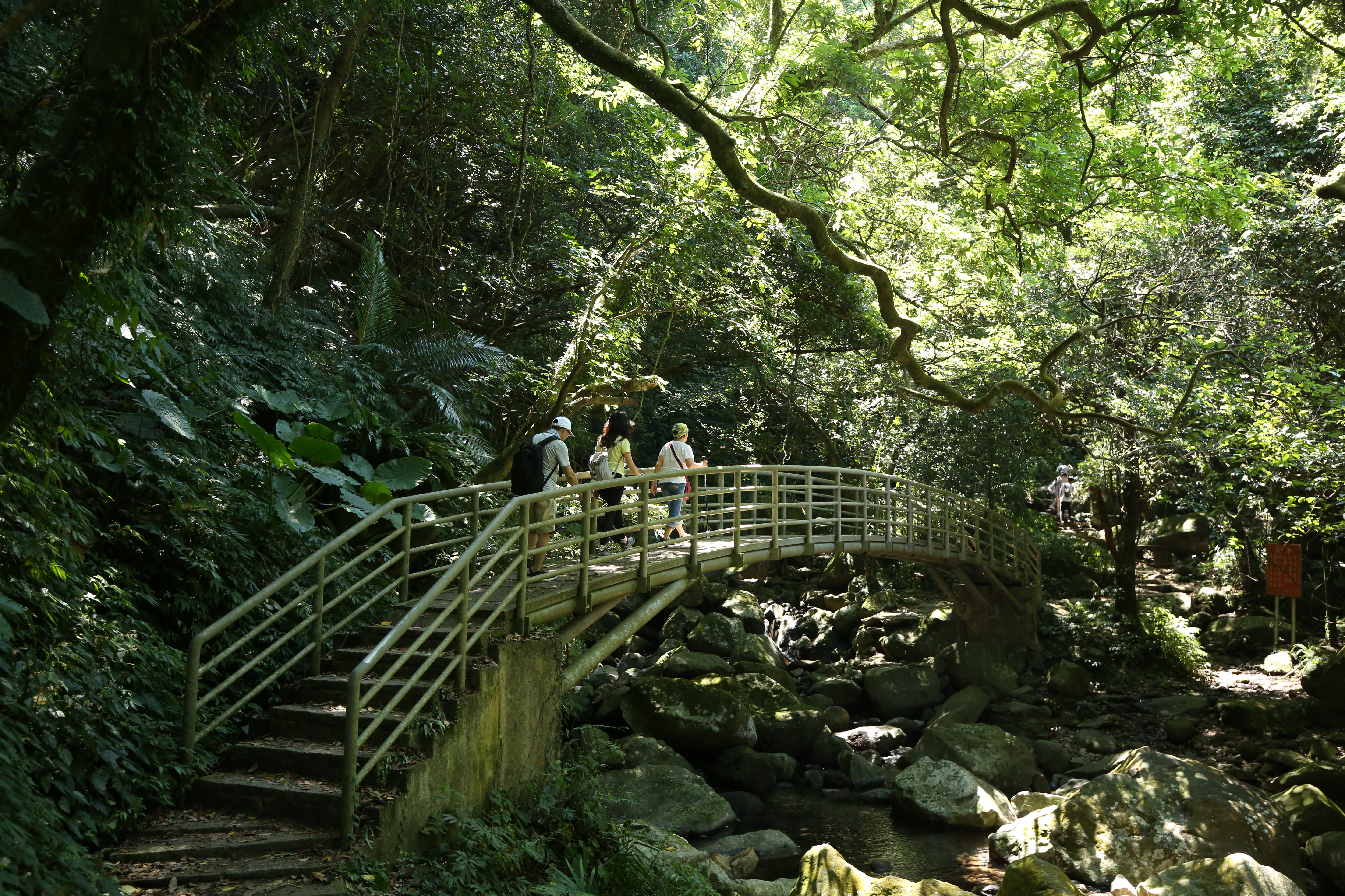 沿途行經兩座跨越老梅溪的鐵橋，鐵橋上爬滿青苔，和溪流兩旁綠蔭景致，被稱為台版的奧入瀨溪。