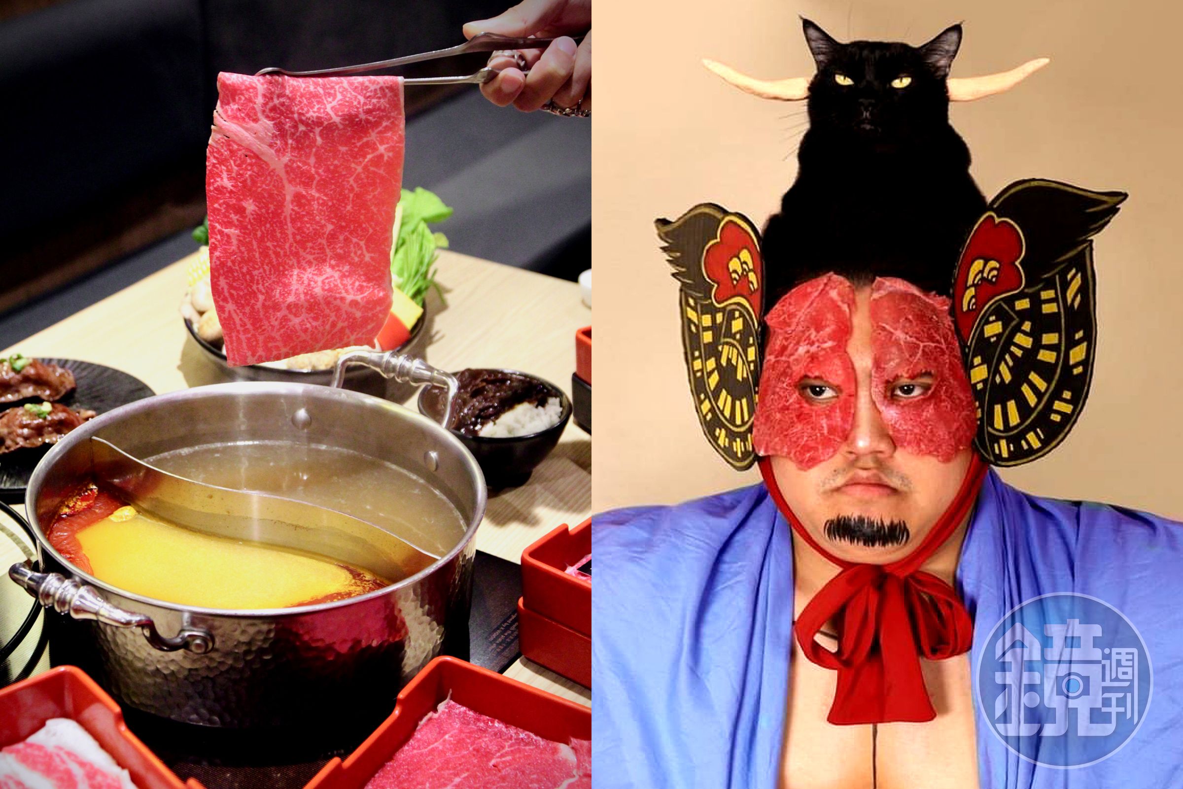 「和牛涮」邀請泰國知名網紅「lowcostcosplay」合作，令人相當驚喜。（左為本刊資料照、右翻攝自lowcostcosplay推特）