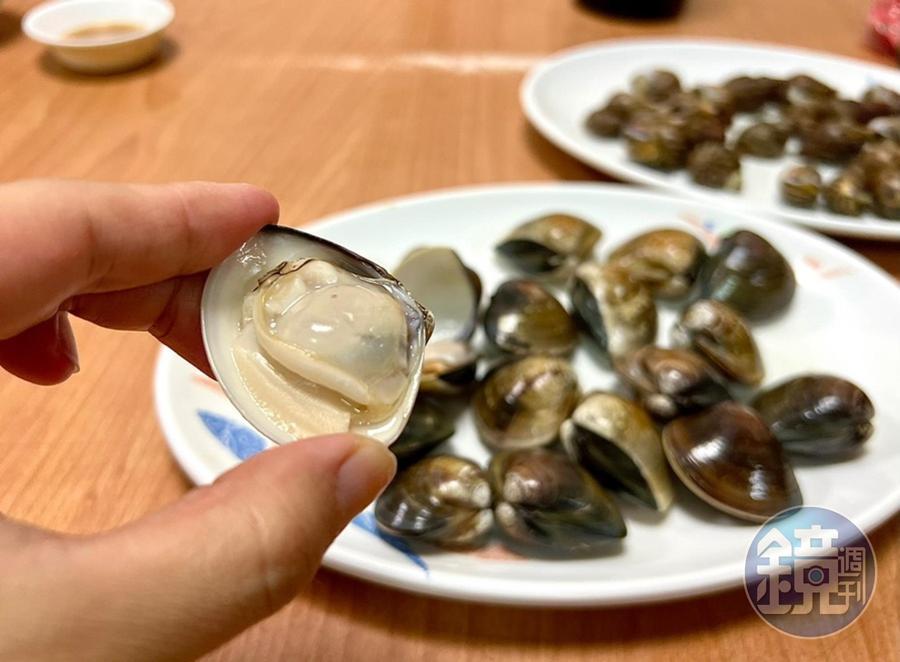 「烤蛤仔」蛤肉飽滿水潤，湯汁流淌，好鮮。