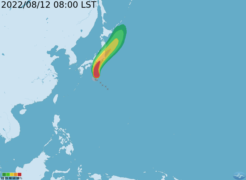 輕颱「米雷」往日本方向前進,對台無影響。(氣象局提供)