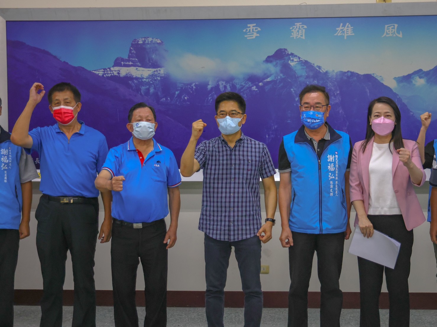 國民黨副主席黃健庭今與苗栗縣長參選人謝福弘見面，對勝選表示有信心。（謝福弘服務處提供）