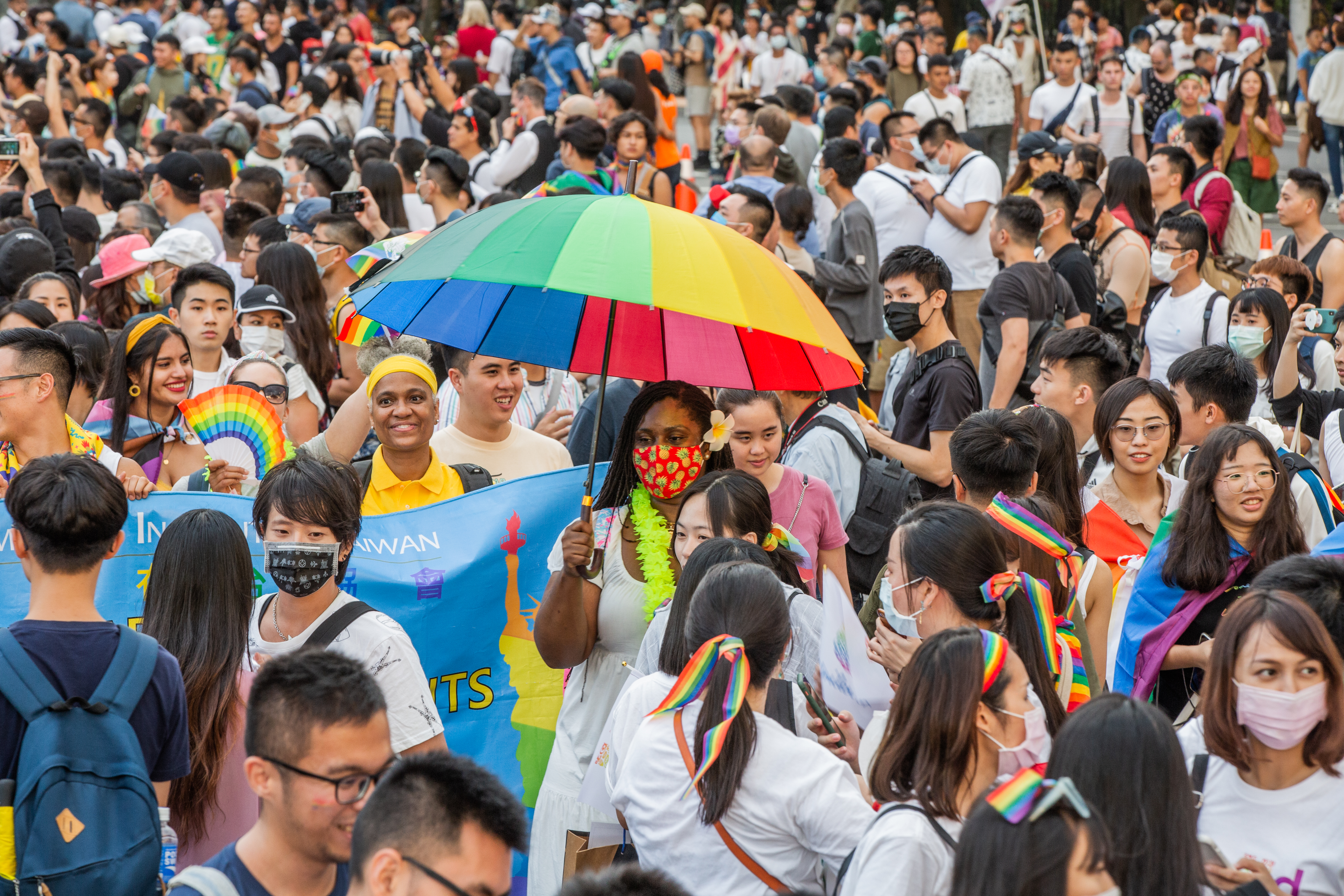 每年10月在台北舉辦的臺灣同志遊行是亞洲規模最大的同志遊行活動。（本刊資料照）