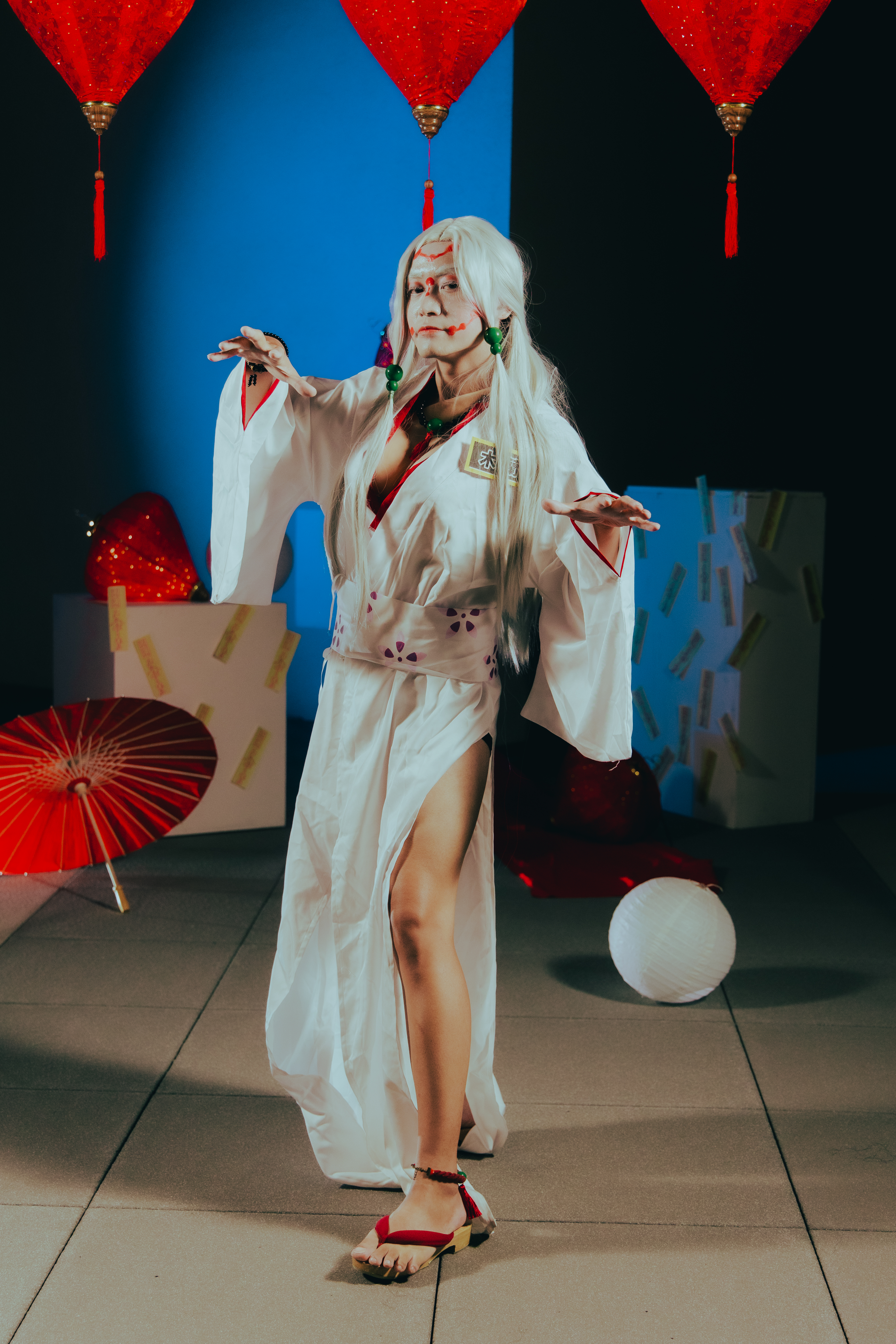 鼓手木蘭挑戰鬼滅之刃中女裝角色Cosplay。（17LIVE提供）