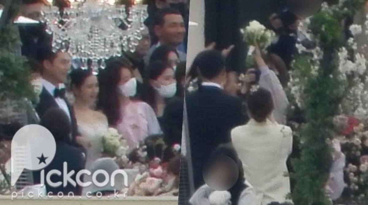 孔曉振在玄彬、孫藝真婚禮上接到捧花，韓媒透露孫藝真早就決定要將傳遞幸福的新娘捧花送給孔曉振。（網路圖片）