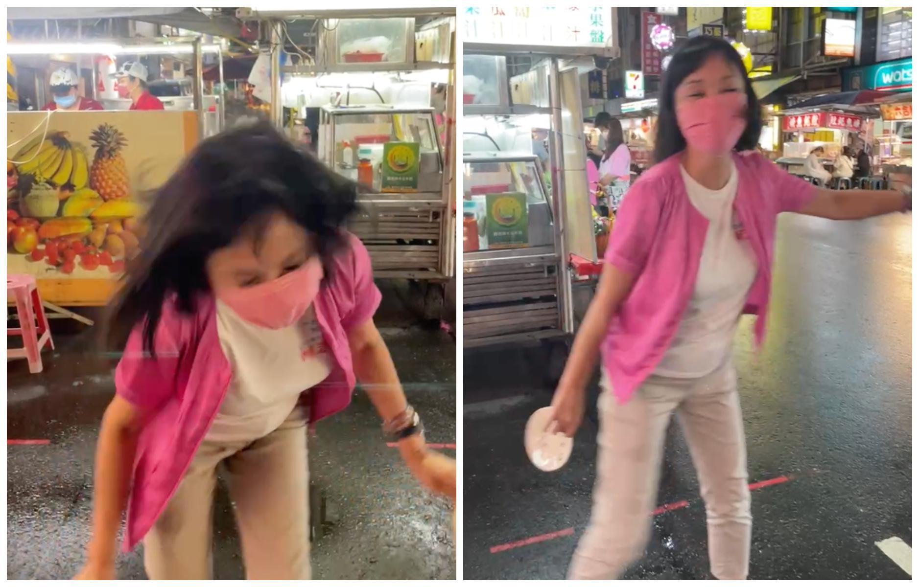 柯志恩在六合夜市直播,扭腰熱舞時收看人數破千。(翻攝柯志恩臉書)