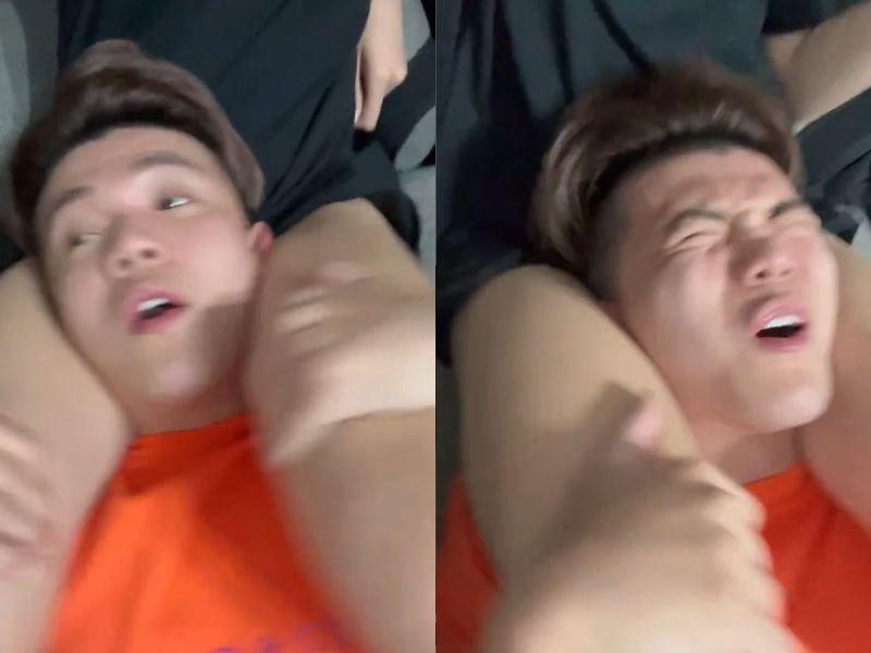 孫生夾在女友大腿中拍搞笑影片。(翻攝自孫生IG)