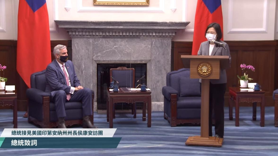 總統蔡英文致詞，期待雙方未來在既有的良好基礎上深化合作。（翻攝自總統府直播）