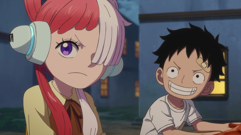 《航海王劇場版：紅髮歌姬》新角色美音（左）和魯夫是青梅竹馬。（双喜電影提供）