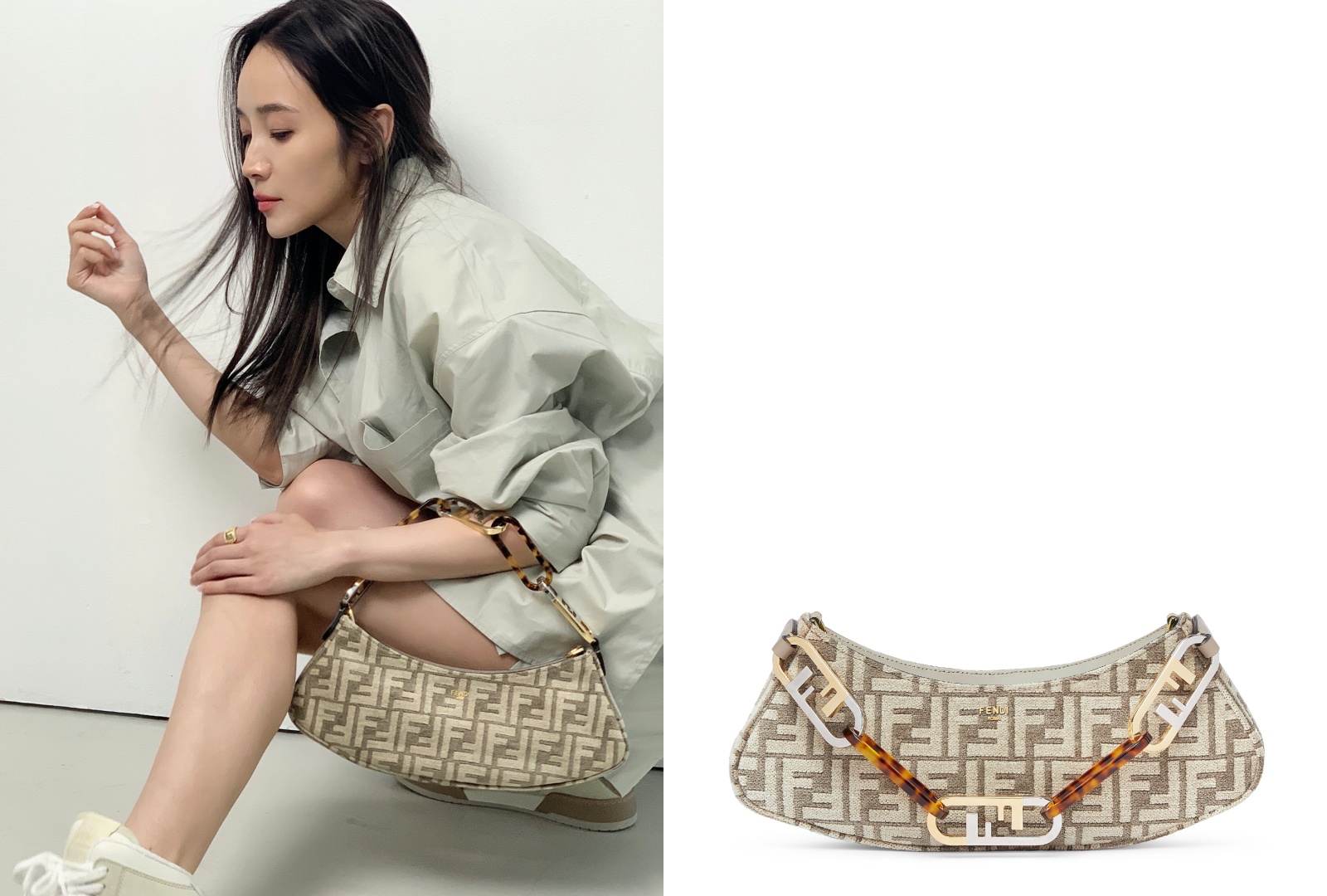 侯佩岑示範的FENDI FF LOGO O' Lock Swing。NT$76,000。（FENDI提供）