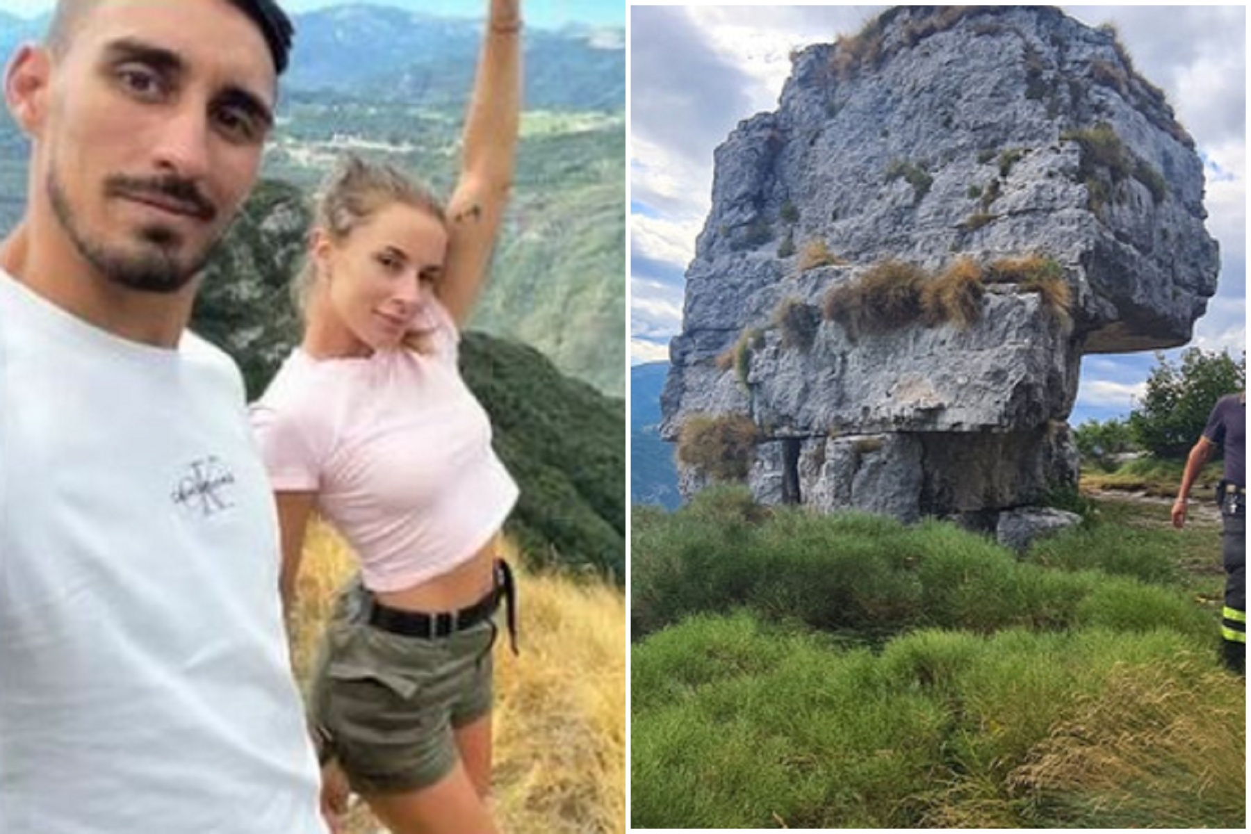 恐怖詛咒？男爬「祭壇岩」與女友開心自拍成遺照，下一秒他墜崖慘死。（翻自ilgazzettino.it）