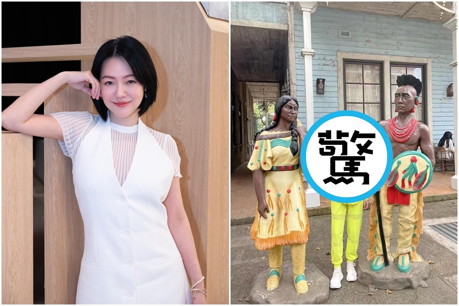 小S穿著一套「絕對曬不黑」的裝扮到六福村玩，瞬間吸引路人的目光。（翻攝自小S臉書）