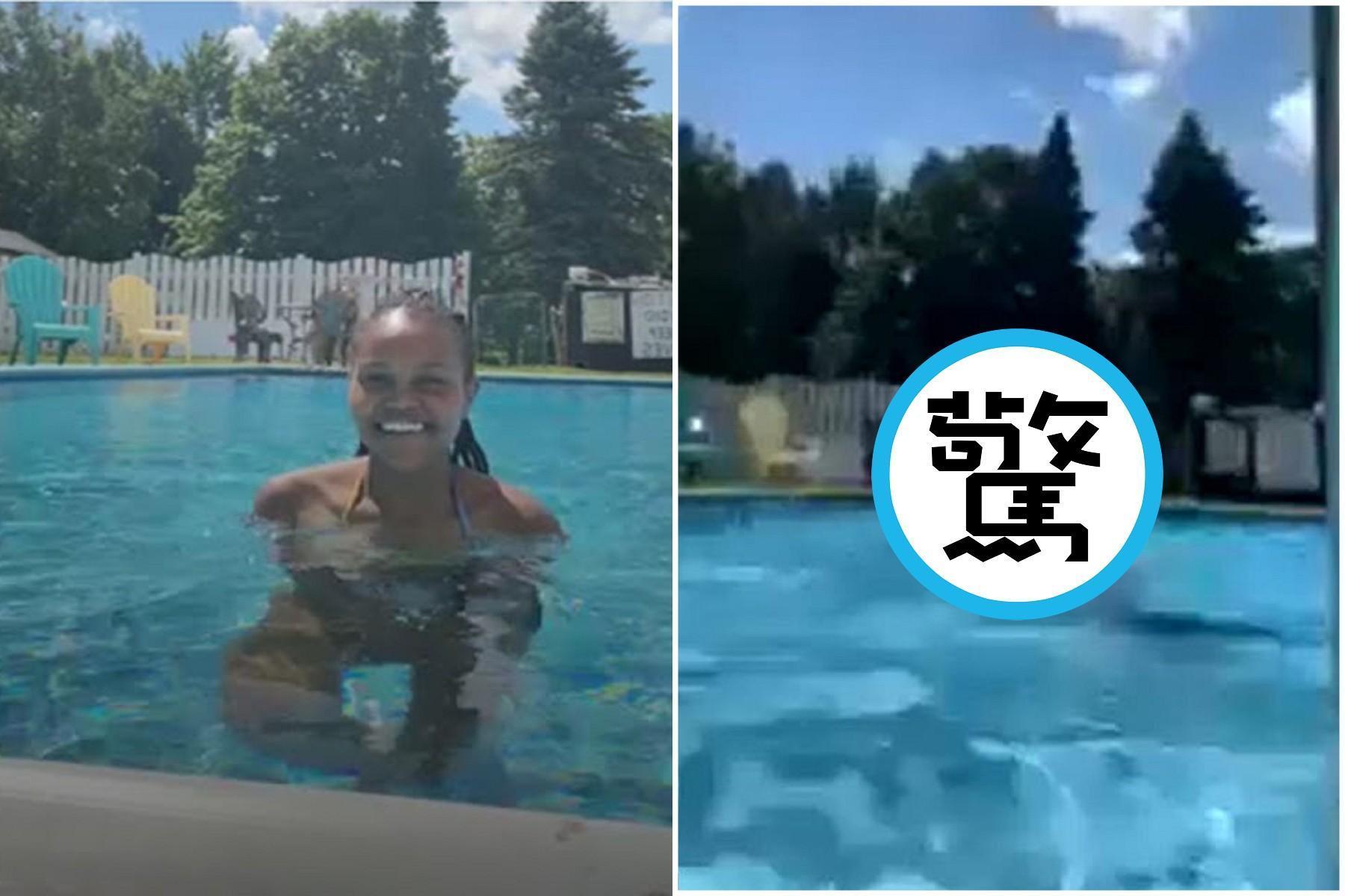 死亡直播！妹子自拍遇詭異「抓交替」陳屍泳池底，錄下掙扎溺斃瞬間。（翻自《每日郵報》）