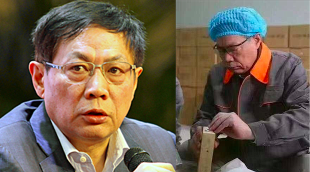 任志強入獄後(右圖),失去過往的霸氣,被迫強制勞動。(翻自《自由亞洲電台》)