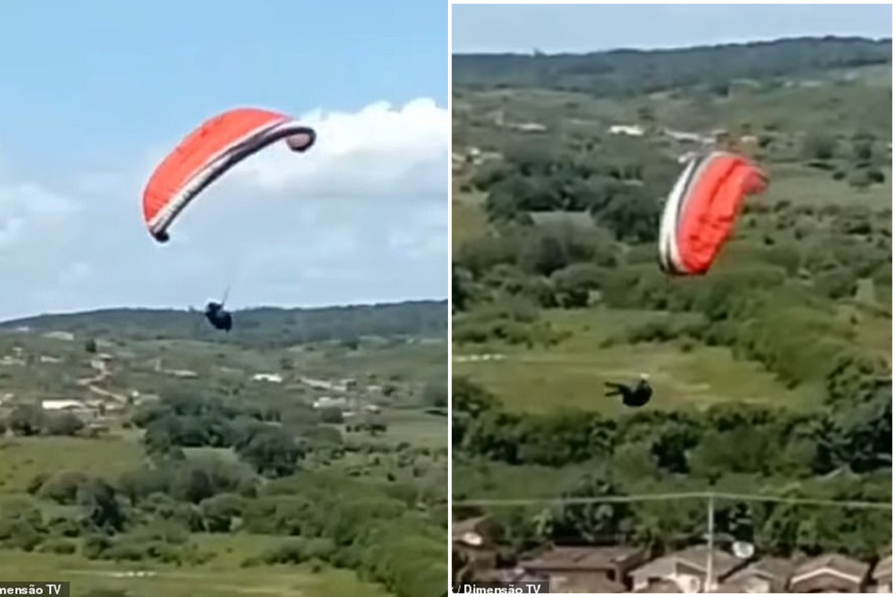 男練滑翔傘失控，從高空突墜40公尺慘死瞬間曝光。（翻自《每日郵報》）