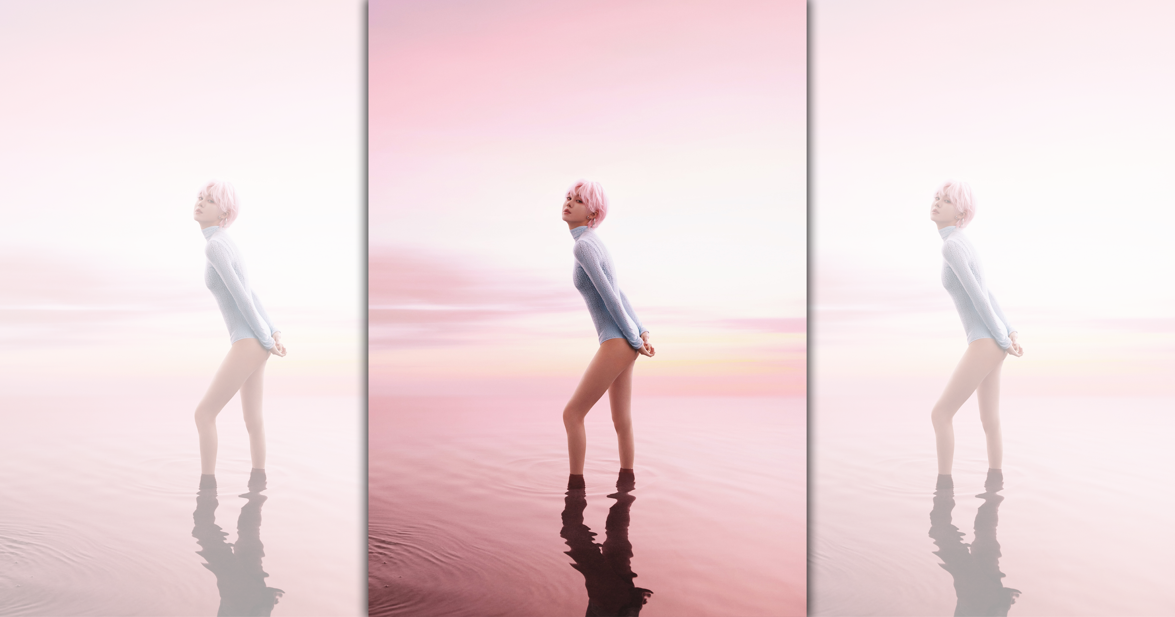 郁可唯大方露出美腿，隱約能見屁股蛋。（華研國際提供）