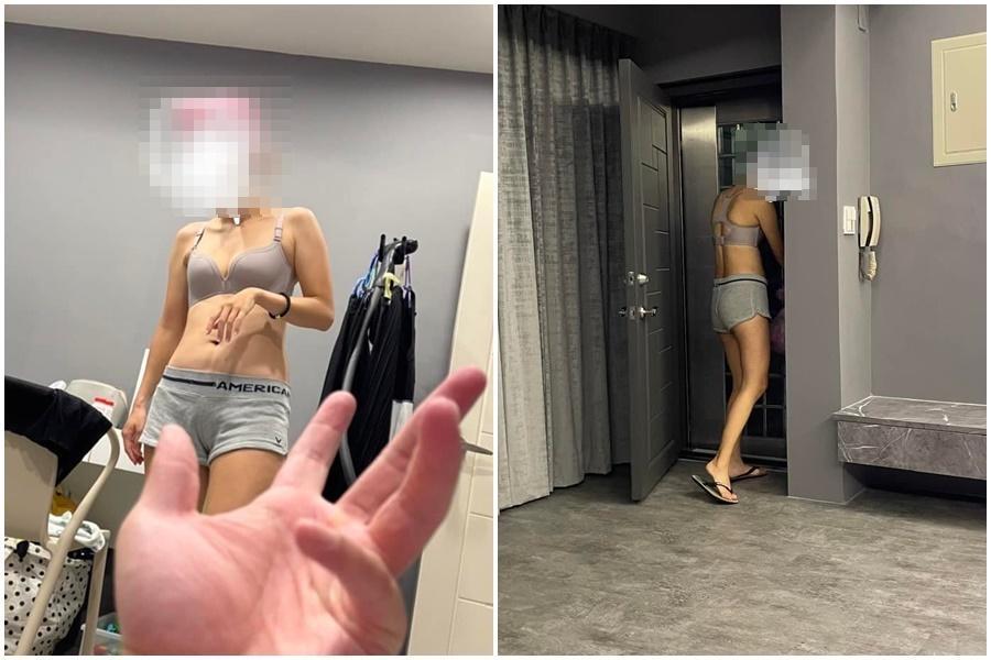 網友分享女友去倒垃圾的穿著,沒想到引起熱議。(翻攝自爆廢公社)