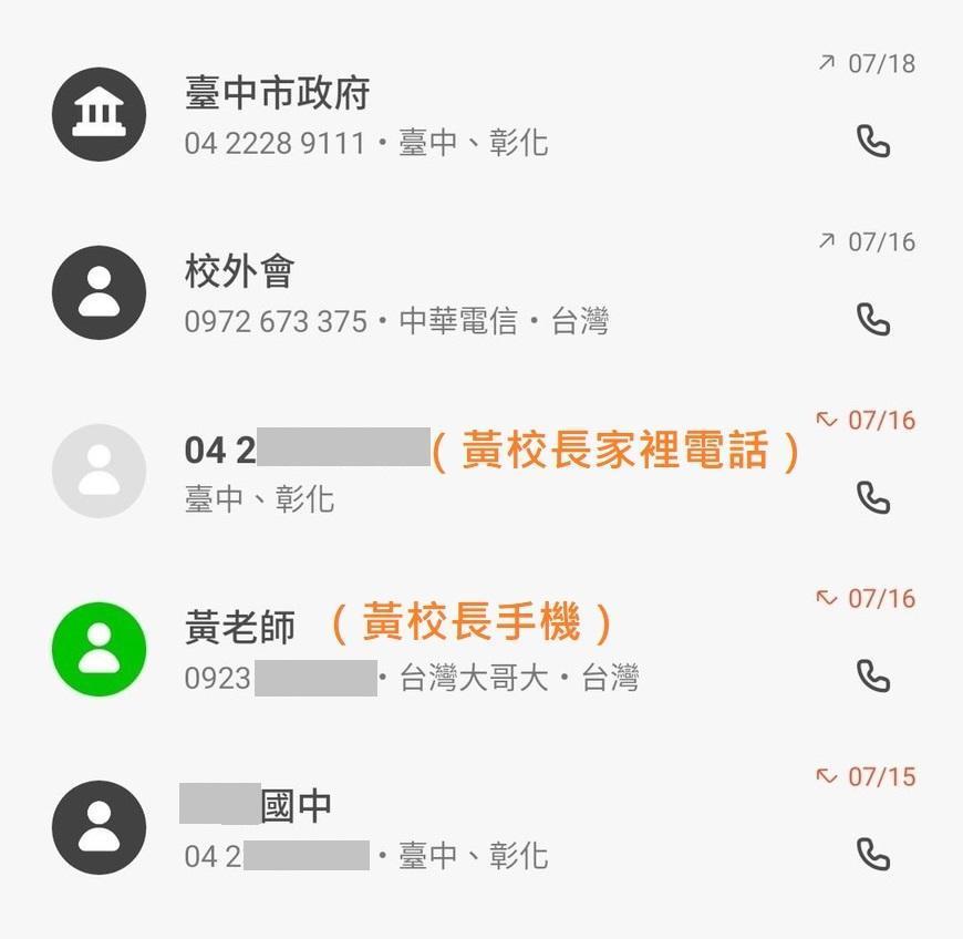 黃姓校長遭控打電話騷擾被害女學生家人。(台灣人本教育基金會提供)