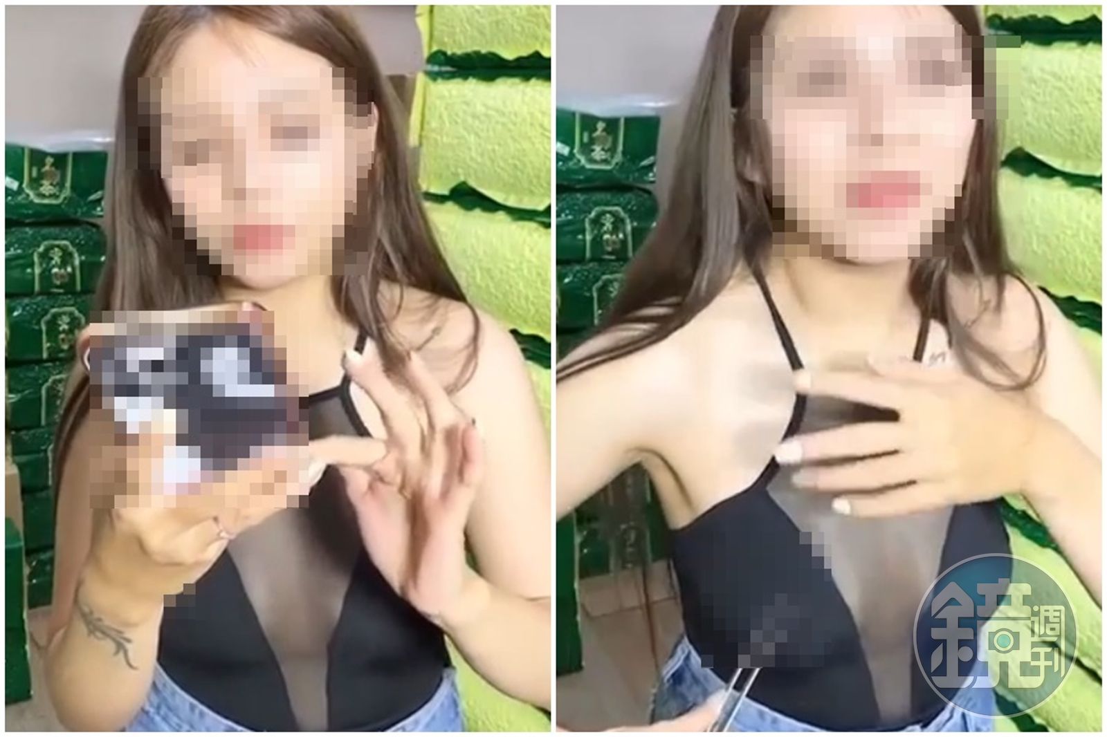 女直播主帶貨無所不用其極,被工作人員慫恿鐵夾「夾奶頭」。(翻攝畫面)
