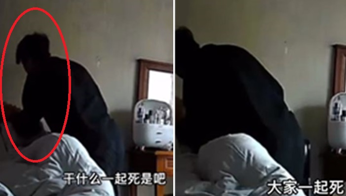 王東不僅狠踹在床上的妻子,甚至還掐她脖子,並狂吼「我弄死妳」。(翻攝Annepple微博)