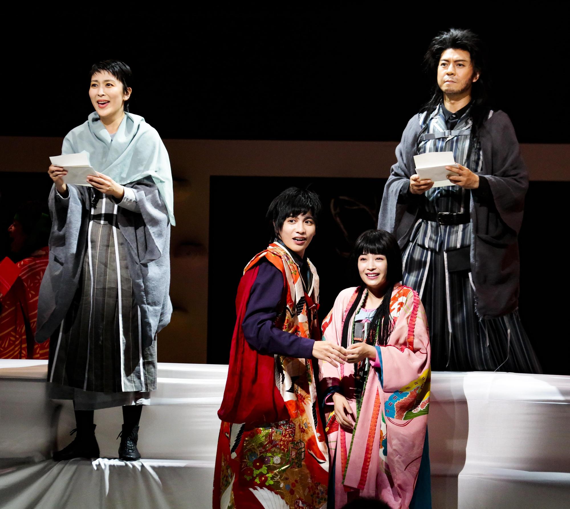《Q：歌舞伎之夜》集結松隆子（左起）、志尊淳、廣瀨鈴、上川隆也等豪華卡司。（國家兩廳院提供）