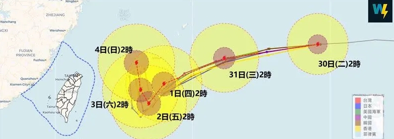 預計在週三晚間到週四清晨，台灣天氣就會開始受到颱風外圍環流影響。（翻攝自天氣職人-吳聖宇臉書）