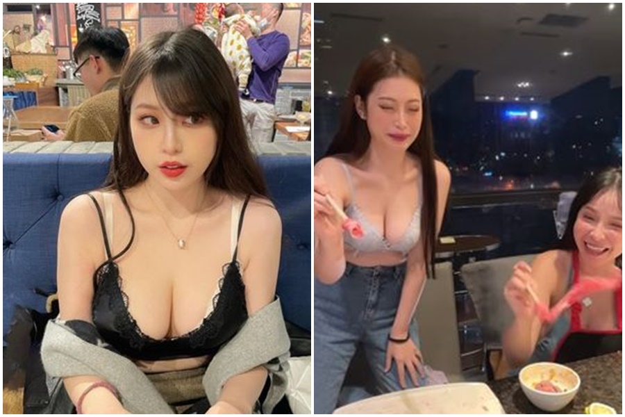 百萬辣模Yumi.k這次因為吃火鍋穿內衣挨轟。（翻攝Yumi.k Instagram）