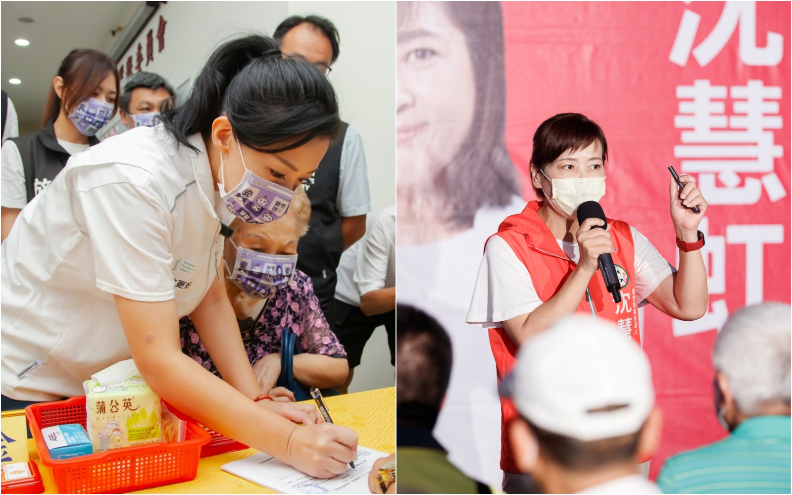 高虹安（左）指新竹市缺乏基礎建設，沈慧虹（右）則反批高只有選舉才關心新竹。（翻攝自高虹安／沈慧虹臉書）