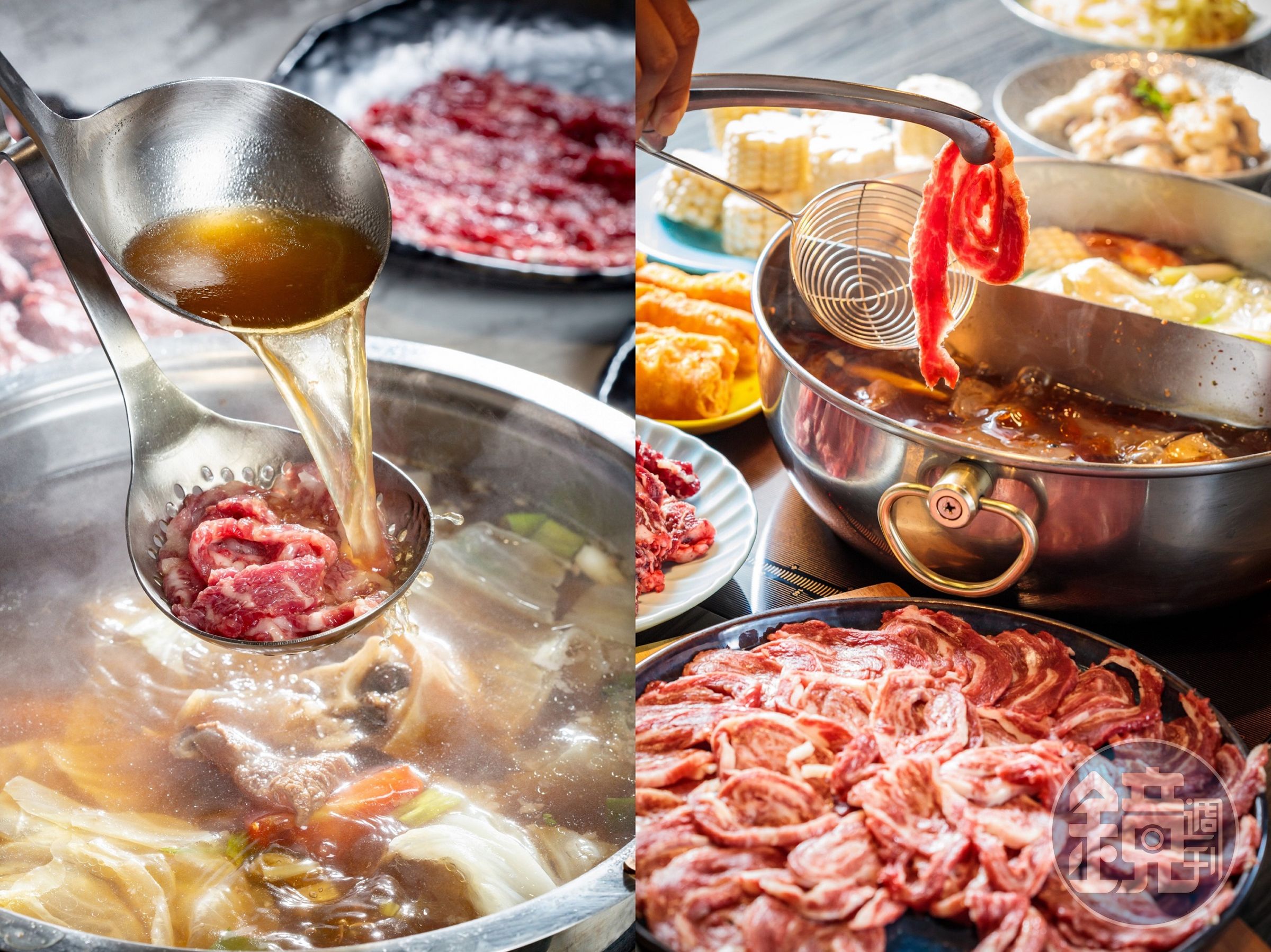 台南「阿裕牛肉鍋」（左）及「牛五蔵 - 肉鍋 x 塩ホルモン」（右）各有不同專長，深受老饕喜愛。