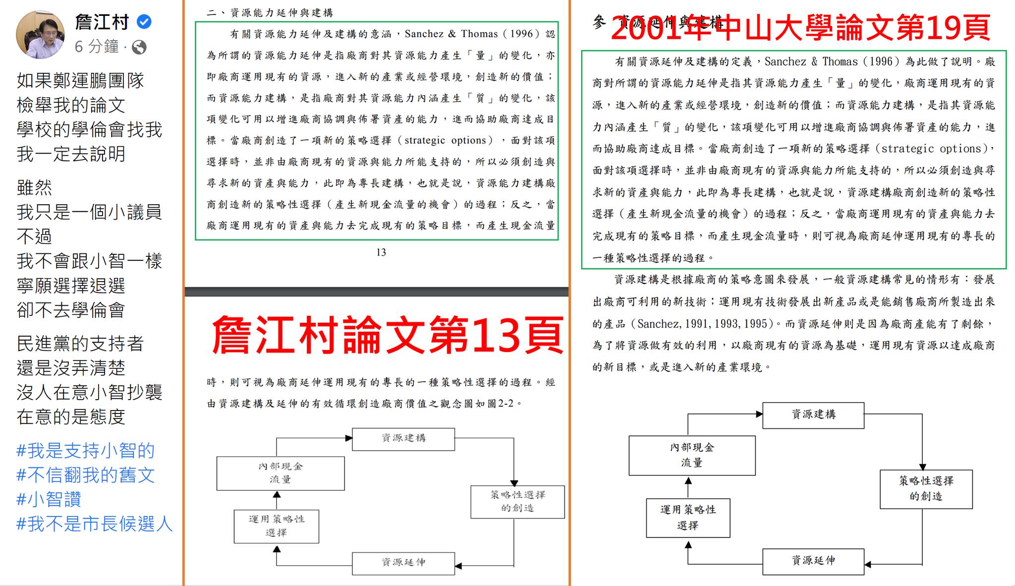 四叉貓抓包詹江村的論文「各種複製貼上和簡轉繁」。（翻攝自劉宇臉書）