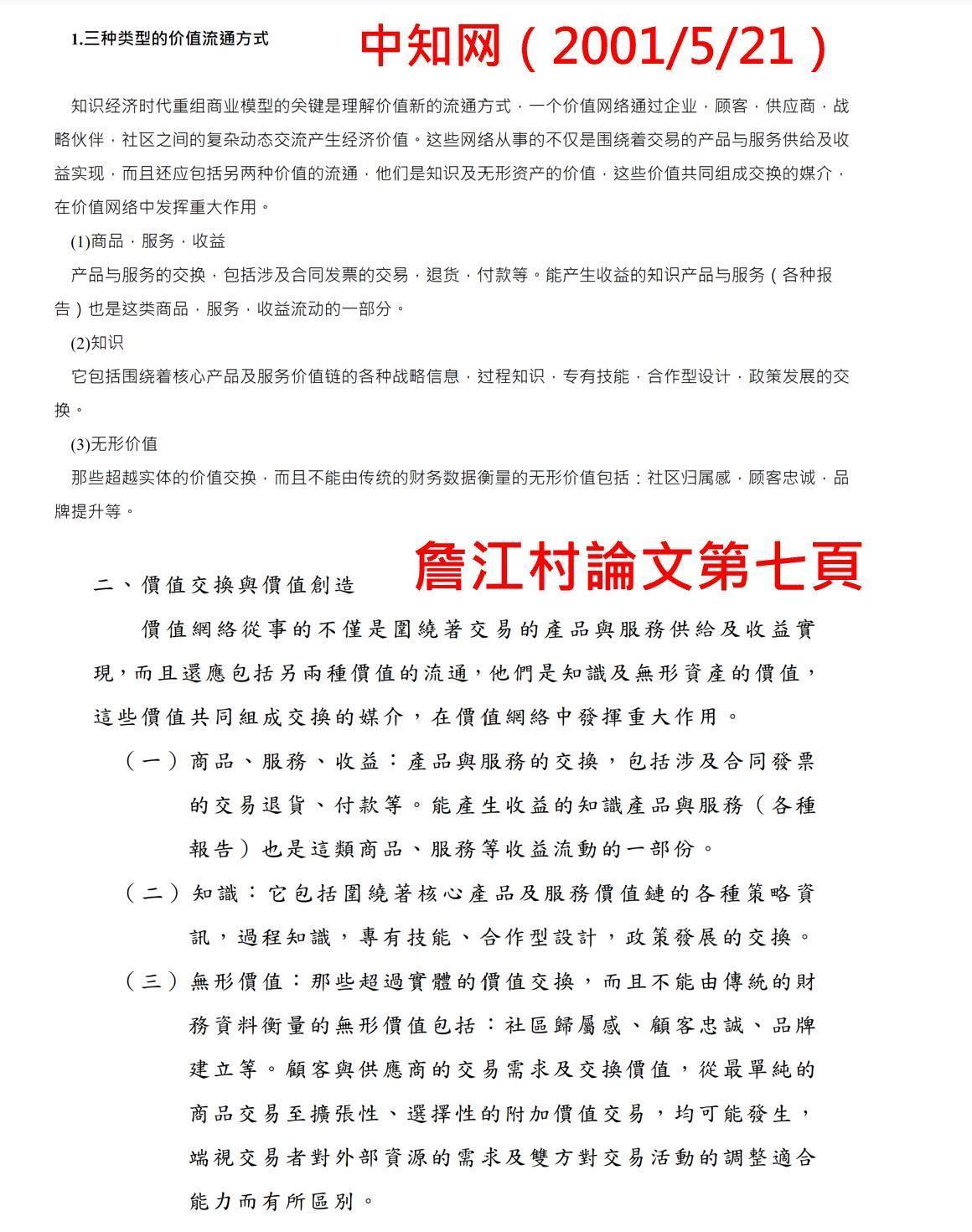四叉貓抓包詹江村的論文「各種複製貼上和簡轉繁」。(翻攝自劉宇臉書)