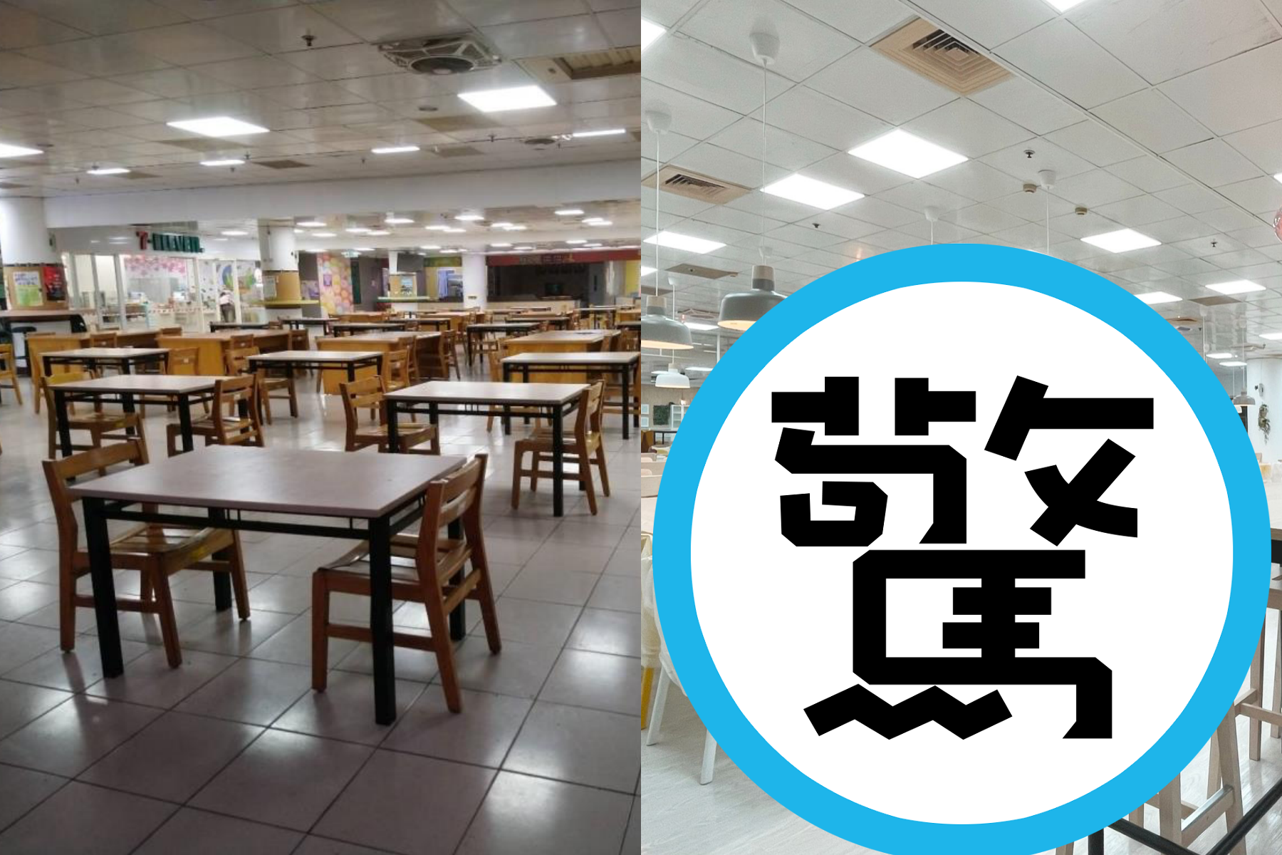 長榮大學的地下學餐過去較為灰暗,如今被改造成全新的IKEA風格。(翻攝自長榮大學官網)