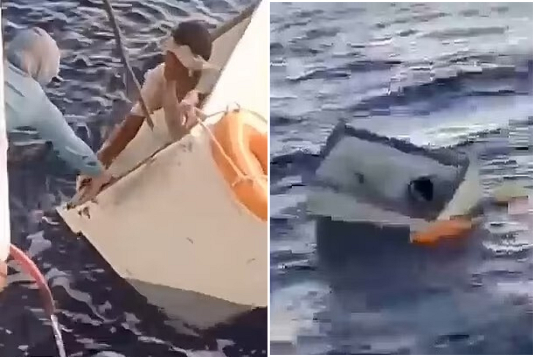 奇蹟影片！男翻船坐冰櫃海上漂流11天，躲過鯊魚攻擊終獲救。（翻自《每日郵報》）