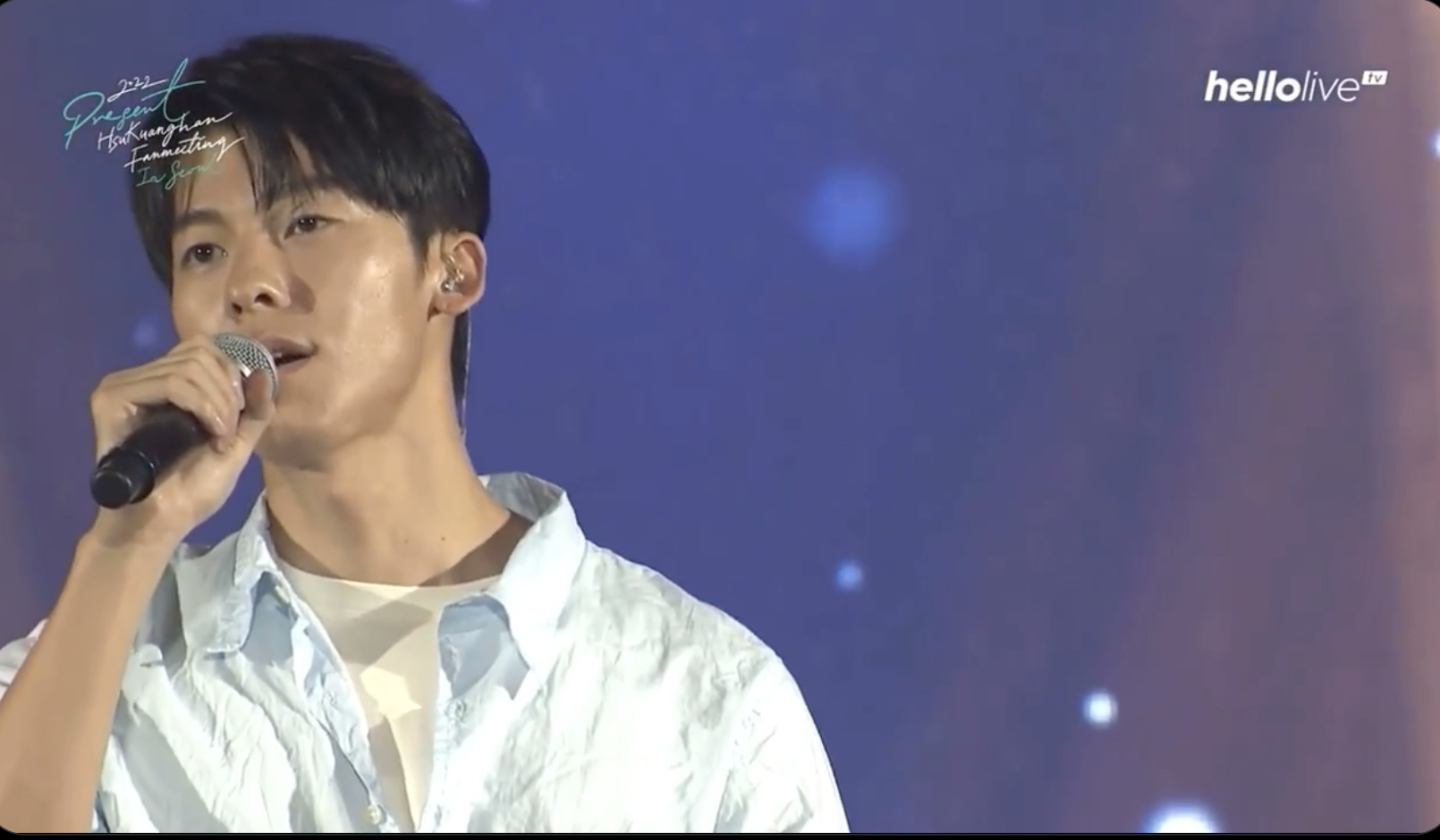 許光漢在韓國粉絲見面會上演唱夯劇《鬼怪》主題曲〈Beautiful〉。(網路圖片)