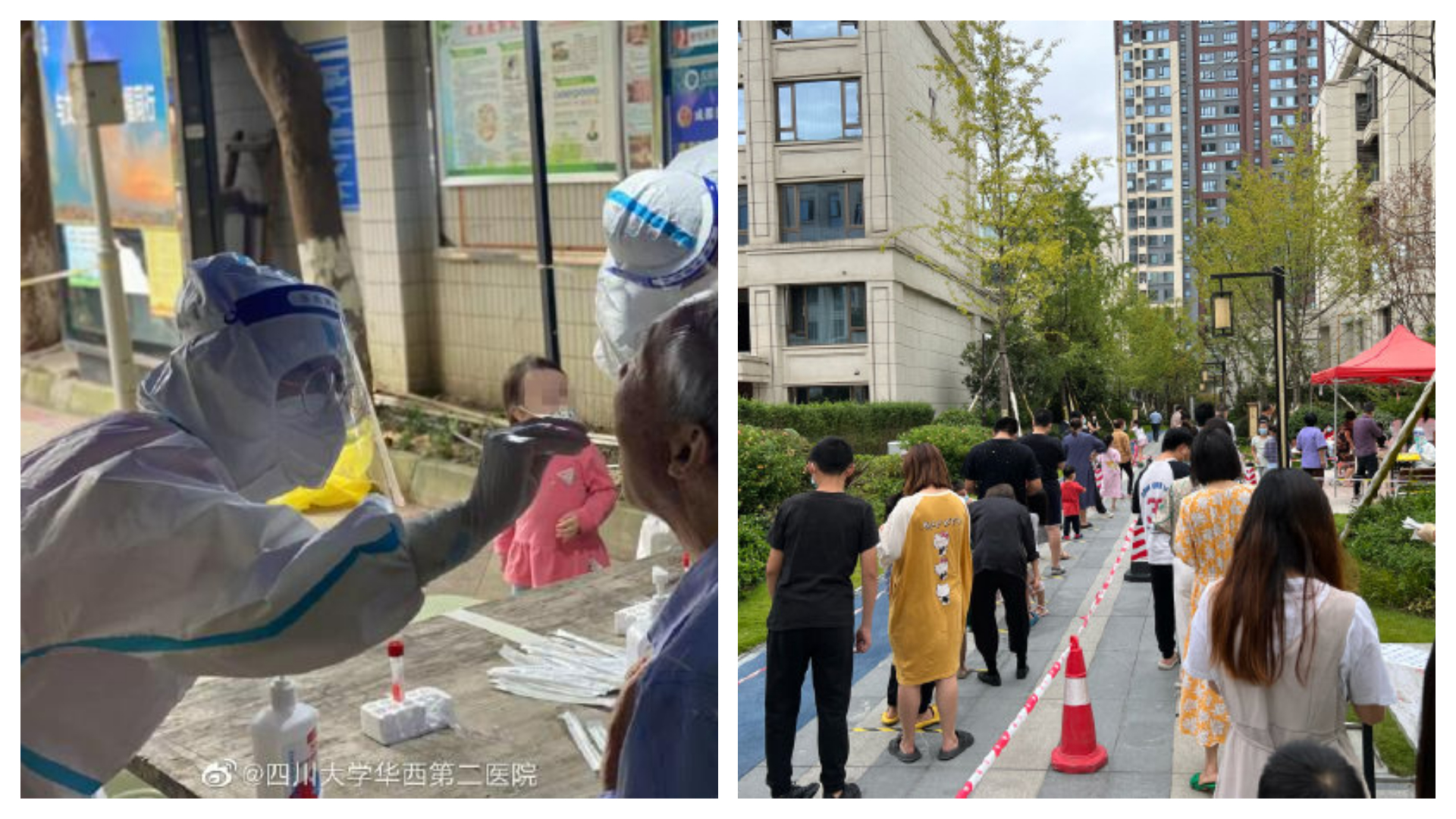 成都1日起4天全員核酸檢測(PCR),全體居民原則居家,結果到期後再次延長封城。(翻攝自微博)
